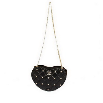 Best Chanel Heart-Shaped Shoulder Bag A47589 Black On Sale
